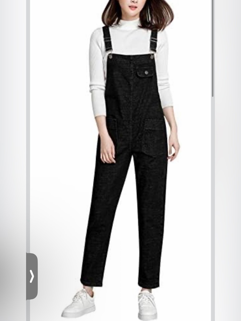Yeokou Women's Size L Casual Black Denim Bib Cropped Overalls NWT
